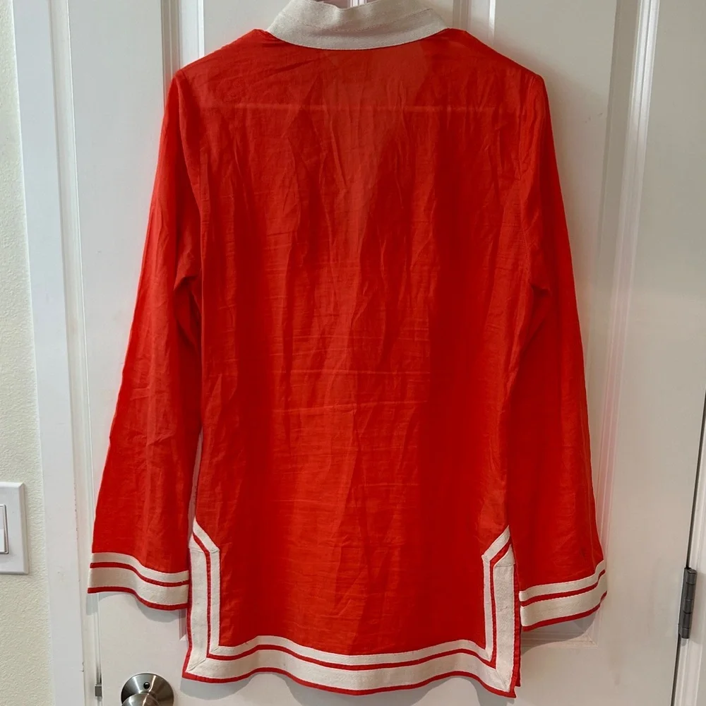 Tory Burch Orange Tunic with White Trim